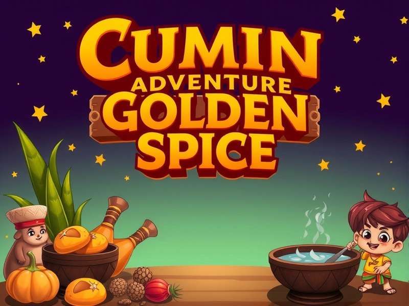 Cumin Adventure Golden Spice Game Banner featuring Indian spices and characters